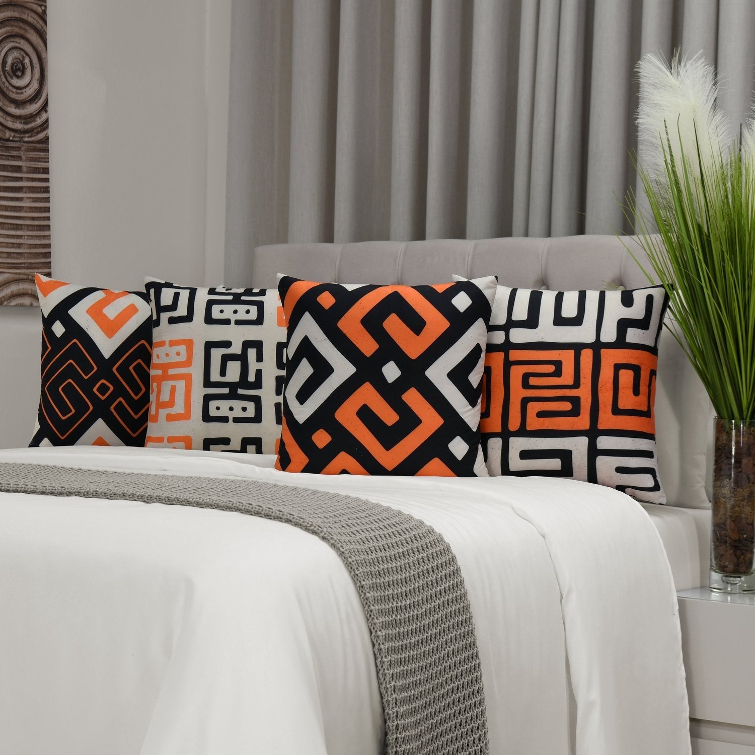 ORANGE GEOMETRIC CUSHION COVERS (Pack of 4)
