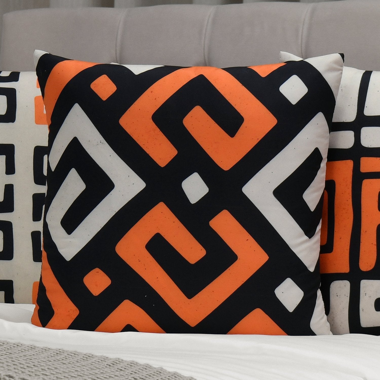 ORANGE GEOMETRIC CUSHION COVERS (Pack of 4)