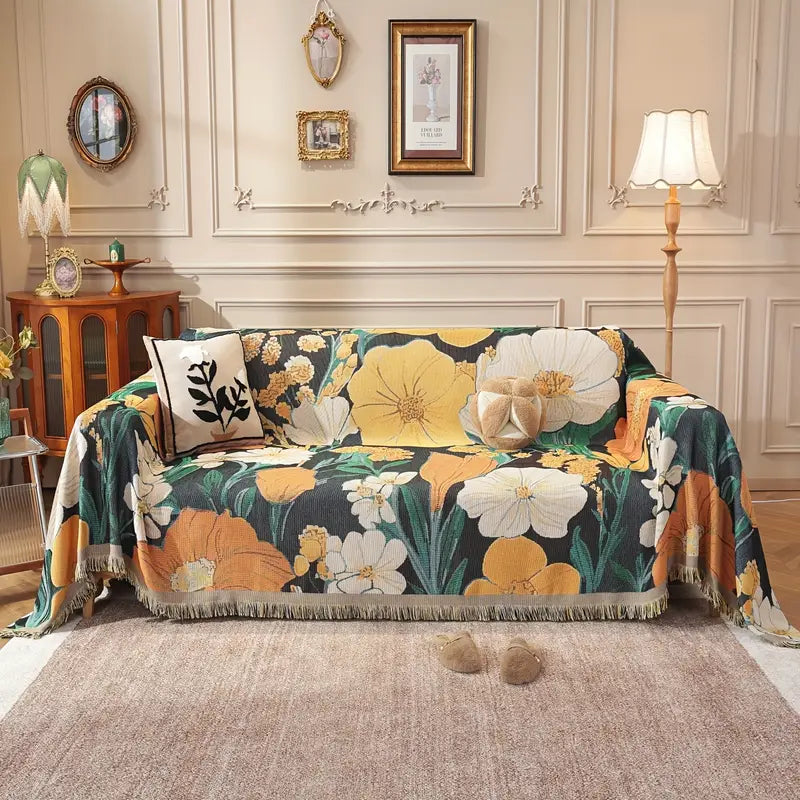 Cozy Boho Floral Design Sofa Cover