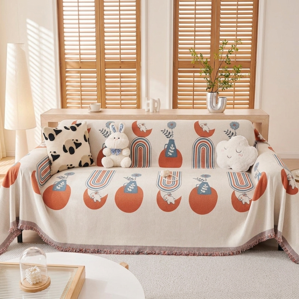 Motif cluster lazy rabbit sofa cover | B39