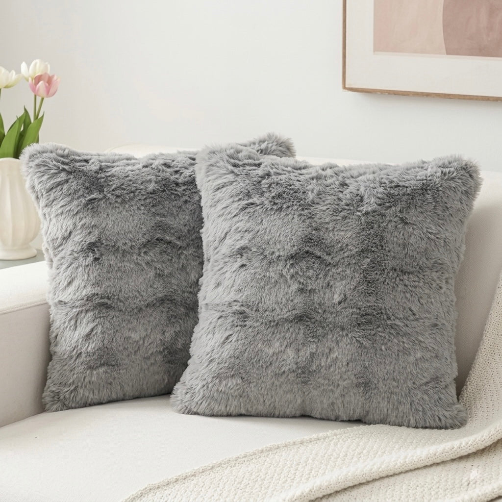 Lavish Wavy Ribbed Throw Pillows - Gray