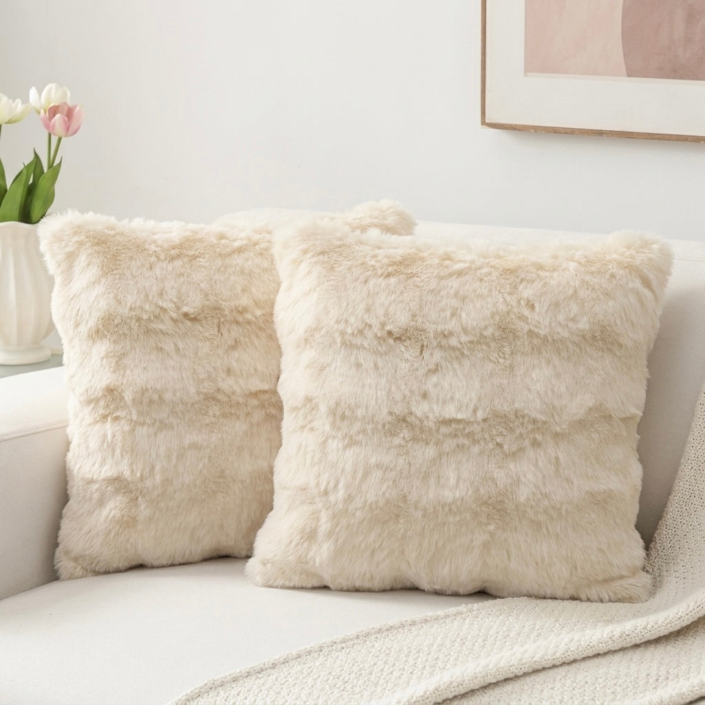 Lavish Wavy Ribbed Throw Pillows - Off White