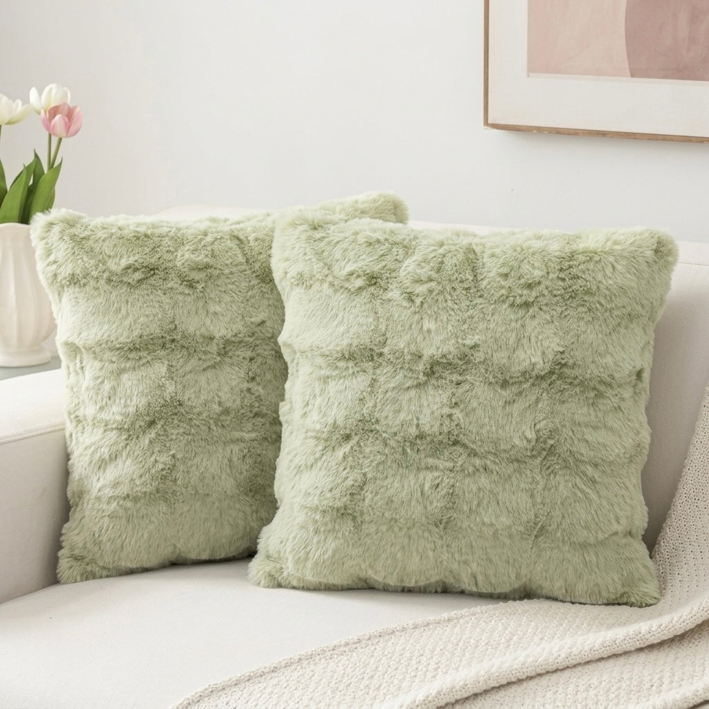 Lavish Wavy Ribbed Throw Pillows - Green