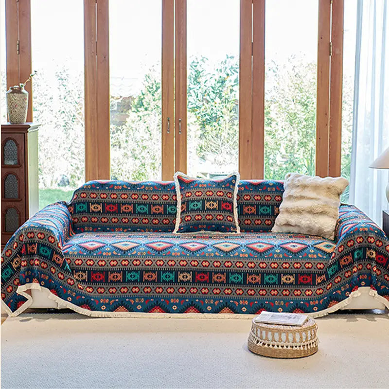 Retro Geometric Pattern Sofa Cover