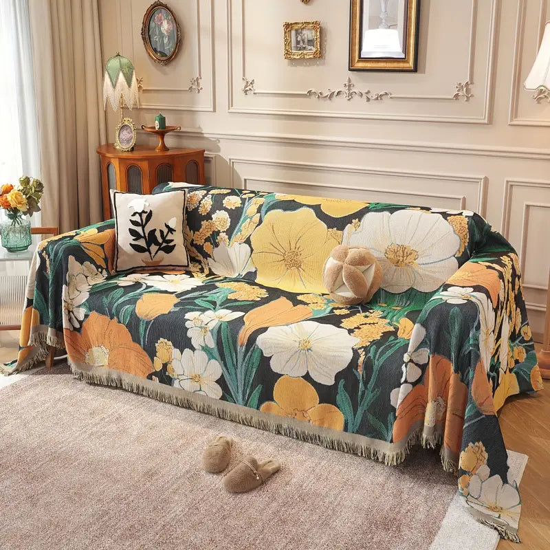 Cozy Boho Floral Design Sofa Cover