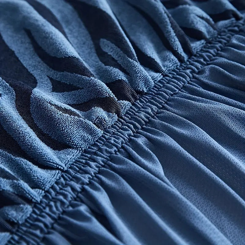 Zebra Velvet Navy Blue Sofa Cover