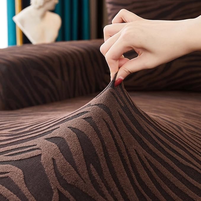 Zebra Velvet Dark Brown Sofa Cover