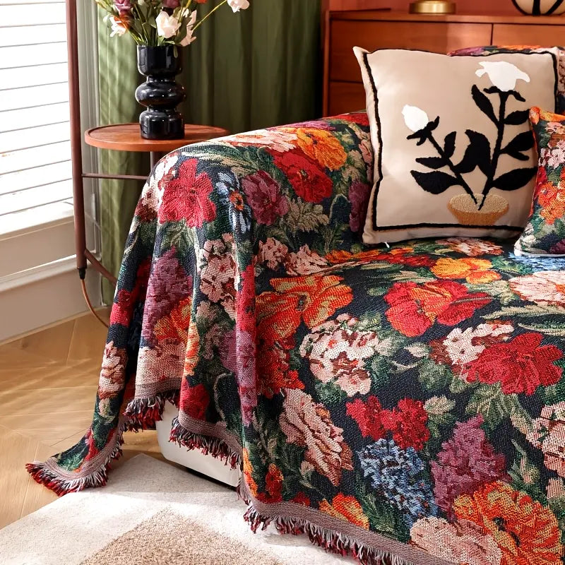 Floral Red Flower Sofa Cover