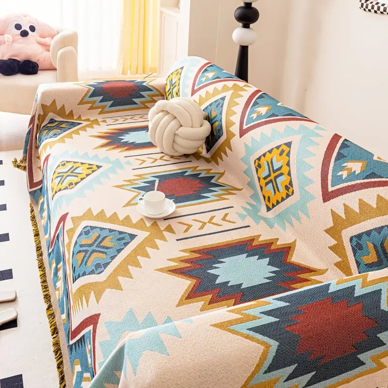 Colorful Geometric Chenille Sofa Cover