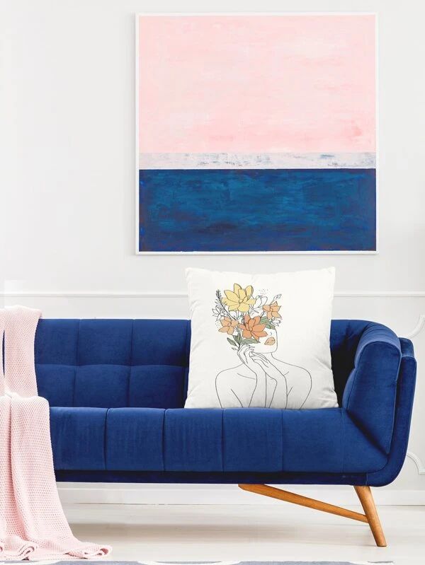FLOWER FIGURE GRAPHIC FILLED CUSHION