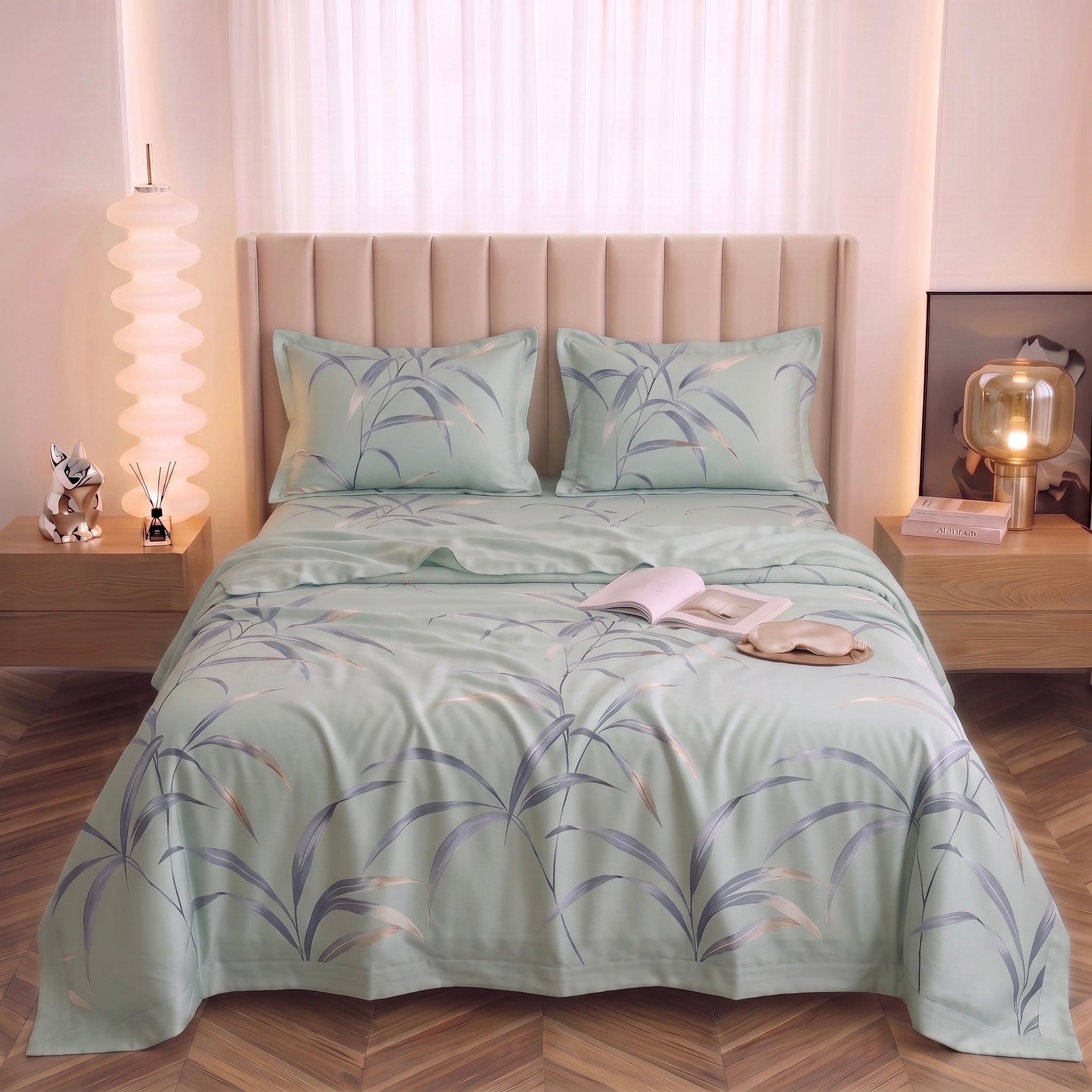 Seafoam Botanical Bedding Ensemble 3-Piece Set
