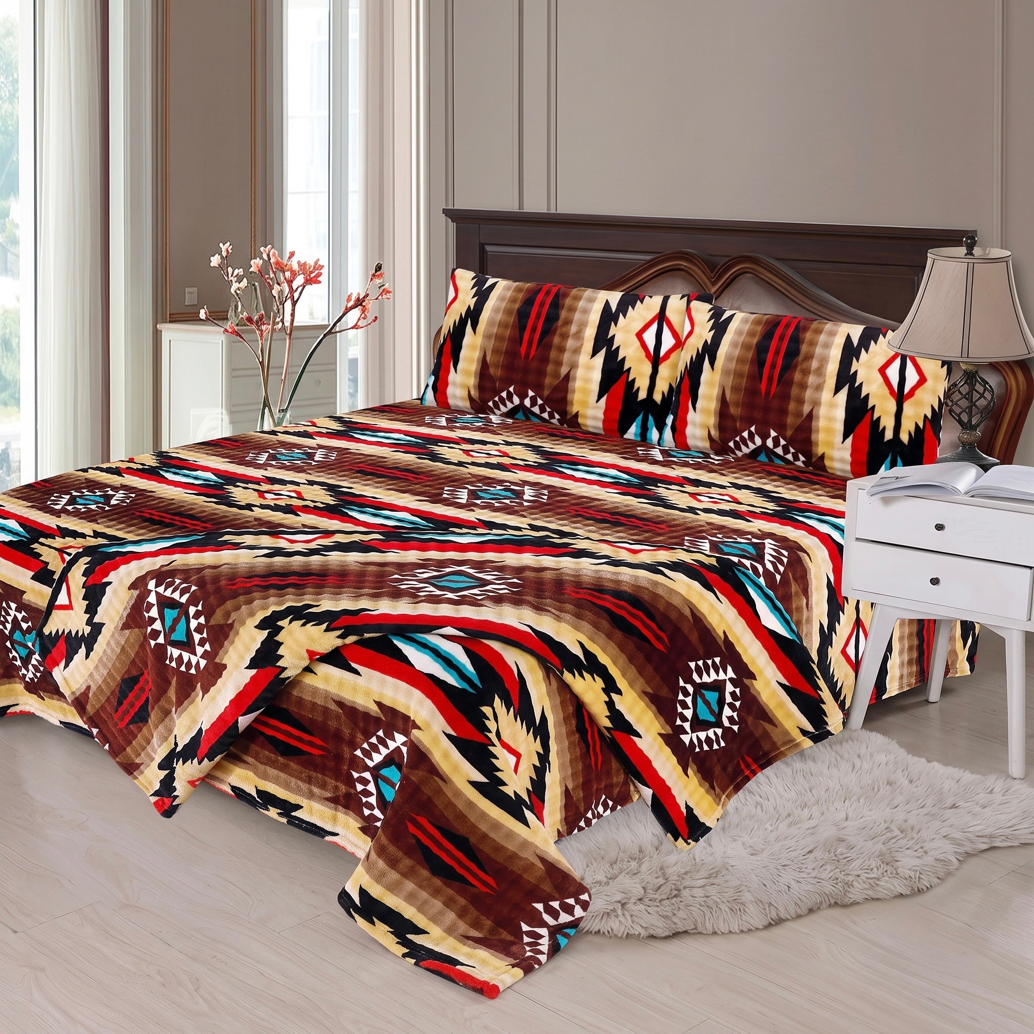 Sumptuous Aztec Motif Boxy Bubble 4-Piece Bedding Set