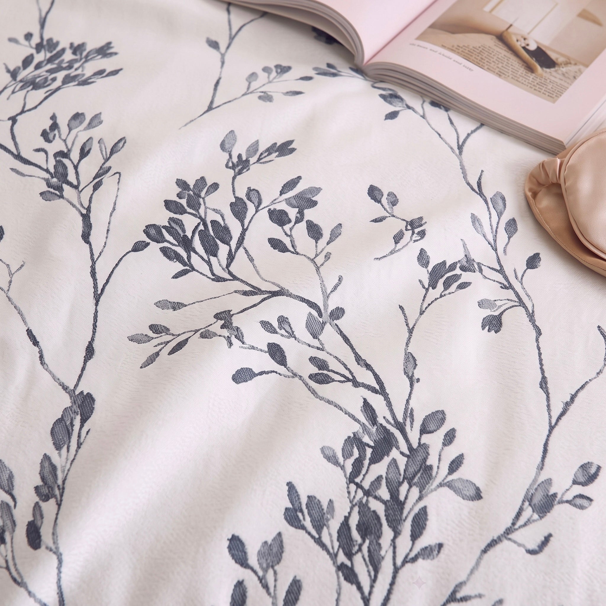 Minimalist Charcoal Branch 3-Piece Bed set