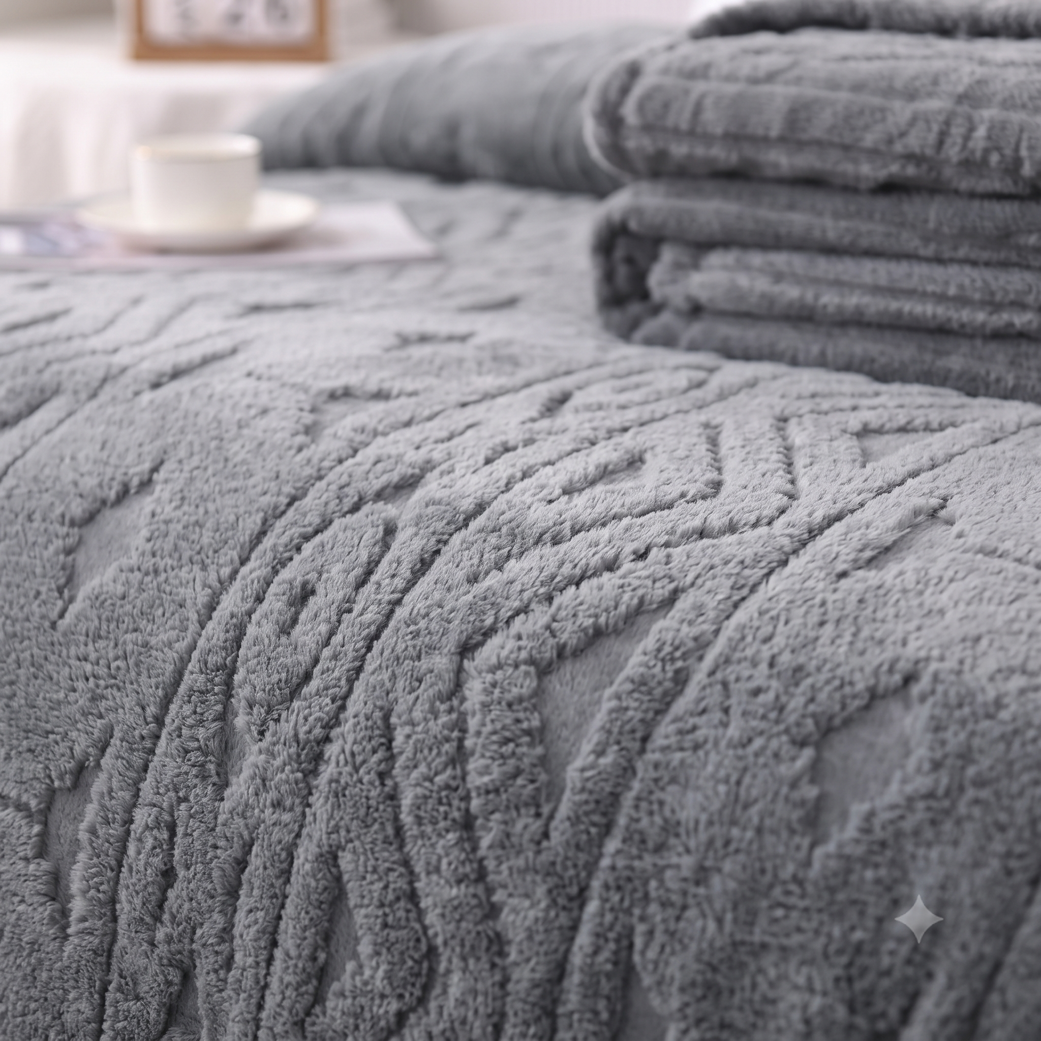 Deluxe Embossed Plush Blanket – Soft Slate Grey