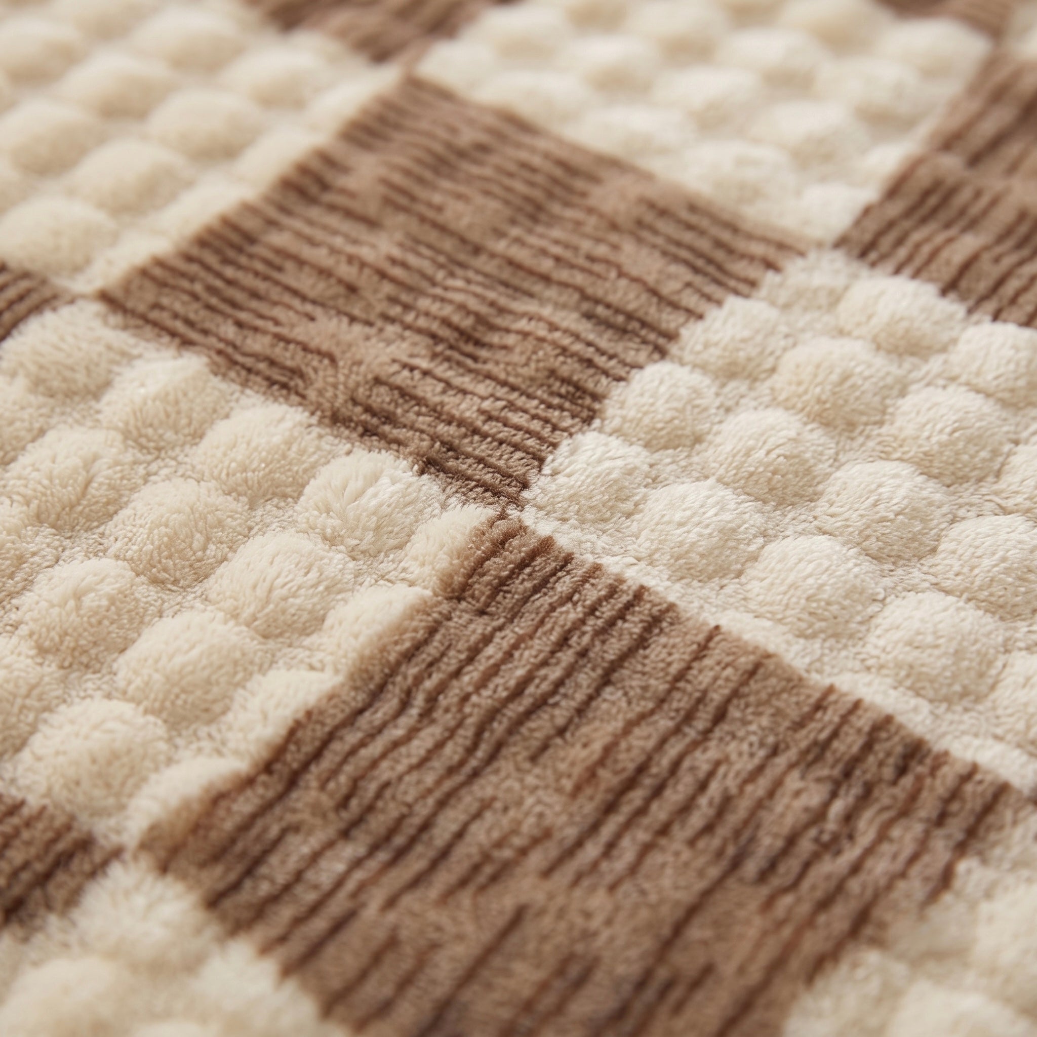 Opulent Brown & Cream Boxy Bubble 4-Piece Cover Set