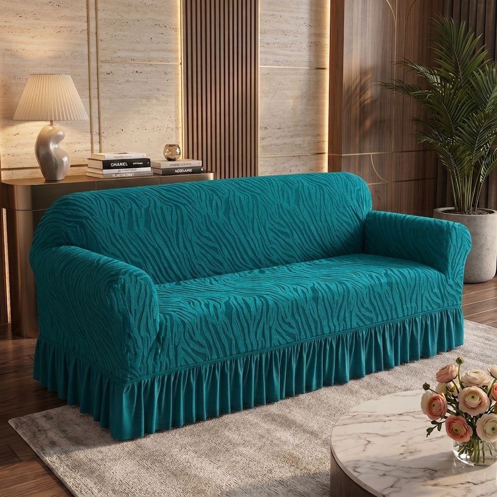 Zebra Velvet Navy Blue Sofa Cover