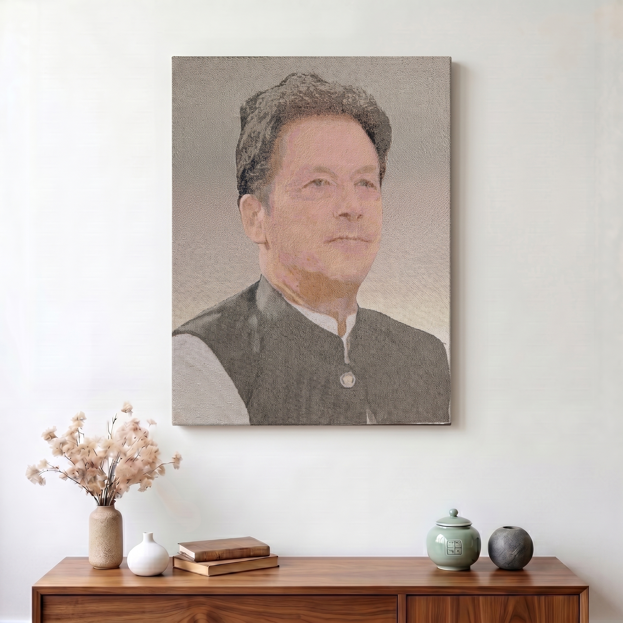 The Captain's Vision: Woven Portrait of Imran Khan | Premium Jacquard Art