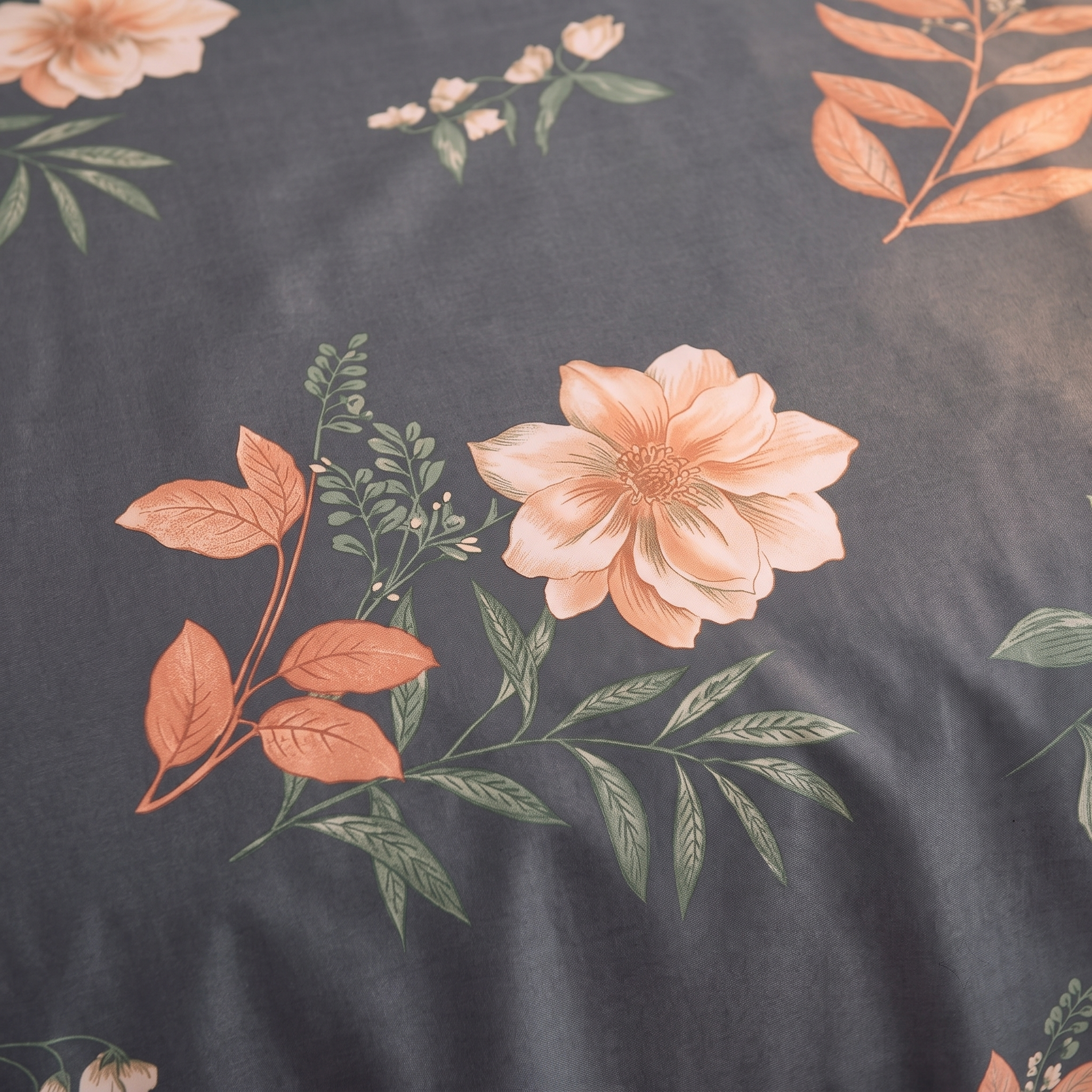 Deep Grey Floral Bedding Ensemble 3-Piece Bedding Set