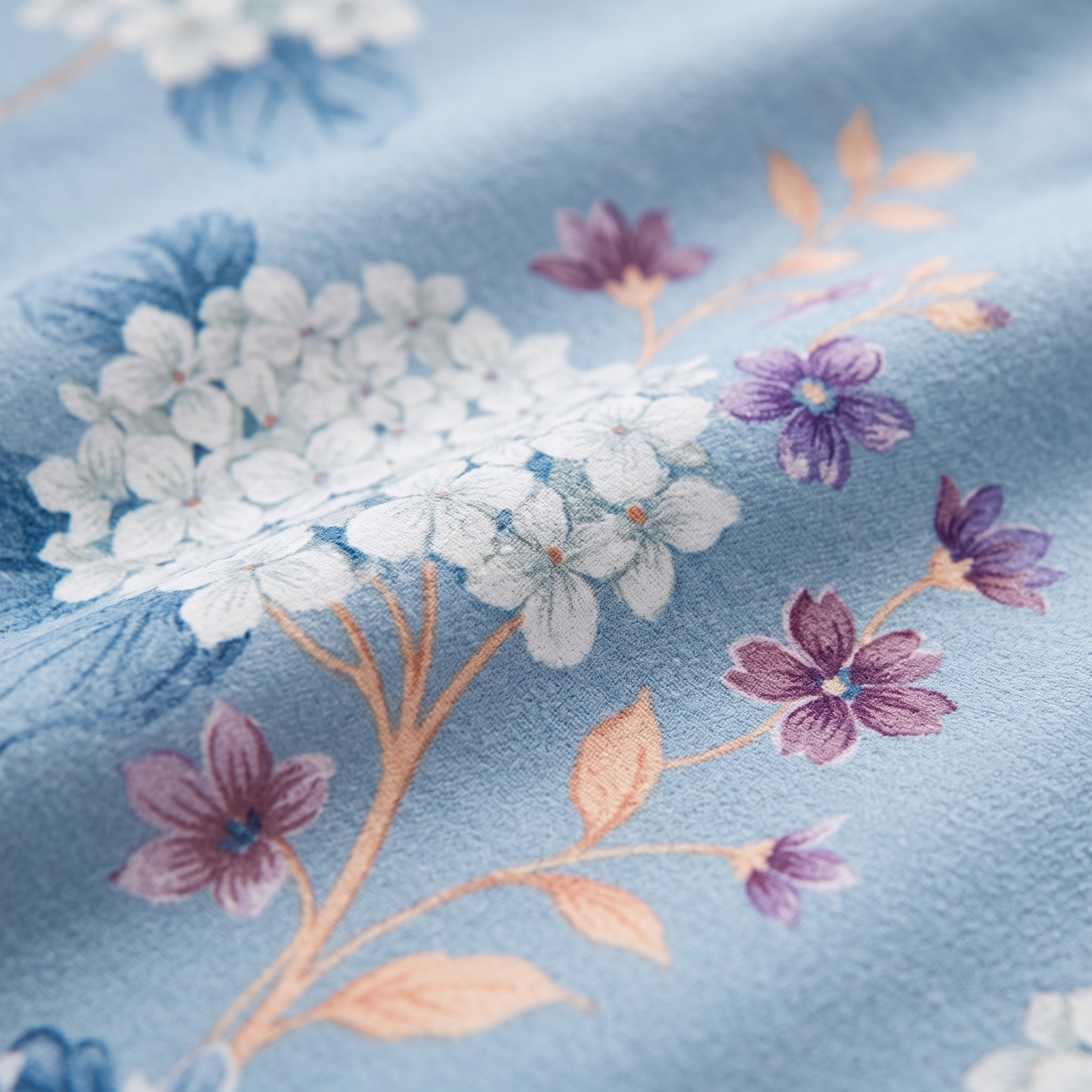 Tranquil Azure Spring Meadow Floral 3-Piece Bed Set