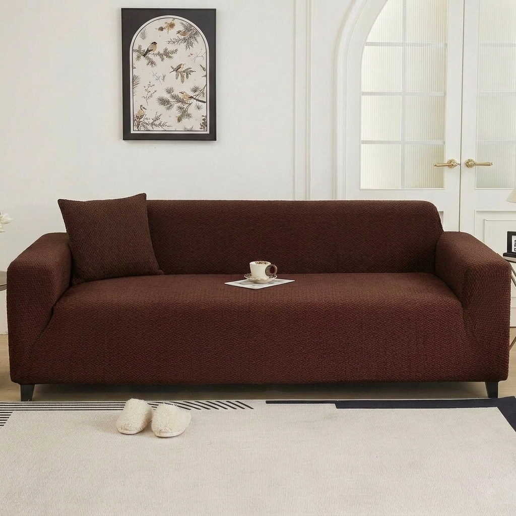 Stripe Jacquard Brown Sofa Cover