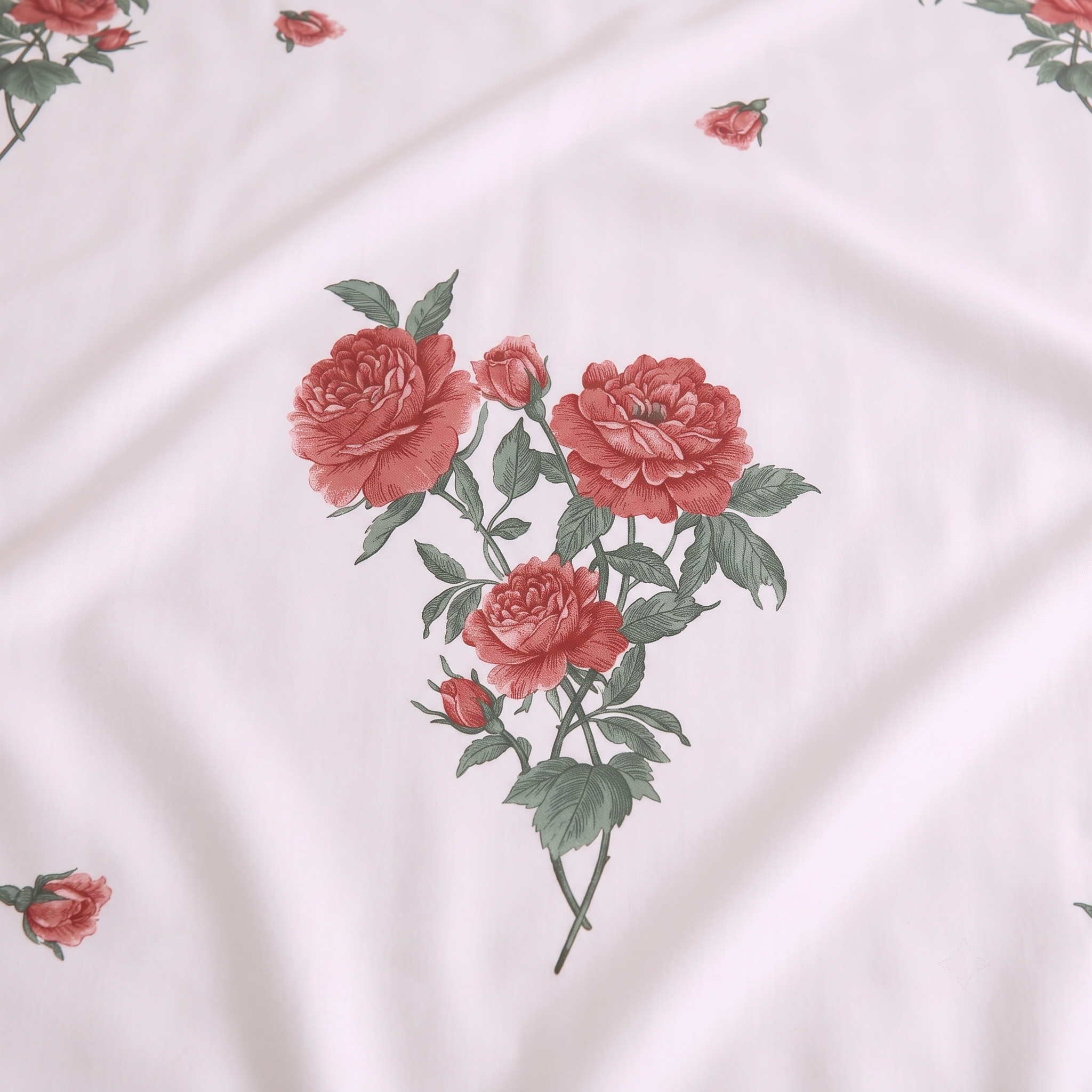 Classic Red Rose Botanical 3-Piece Bed Set