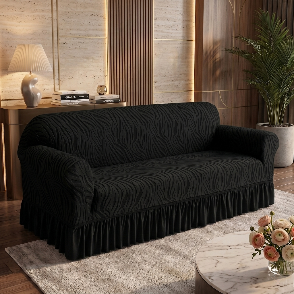Zebra Velvet Black Sofa Cover
