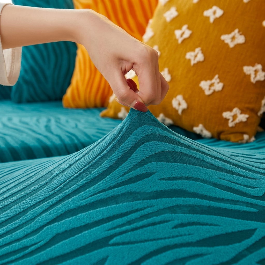 Zebra Velvet Navy Blue Sofa Cover