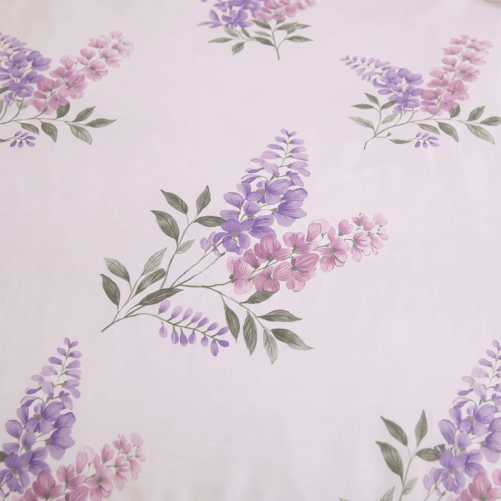 White & Lavender Floral Bedding 3-Piece Set