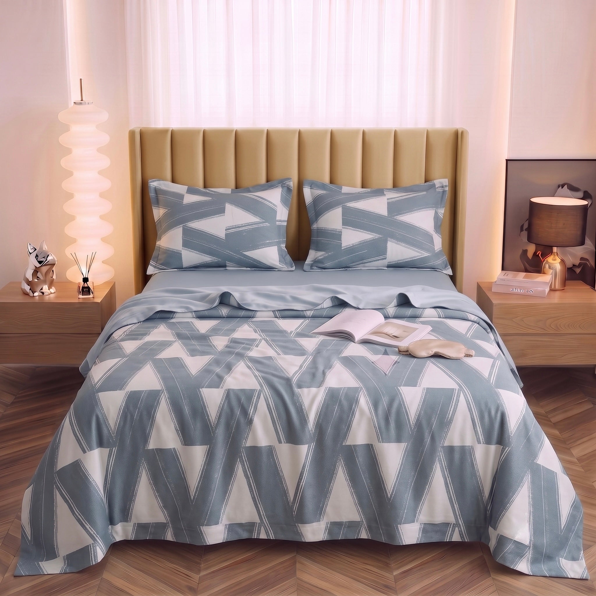 Contemporary Brushstroke Chevron 3-Piece Bedding