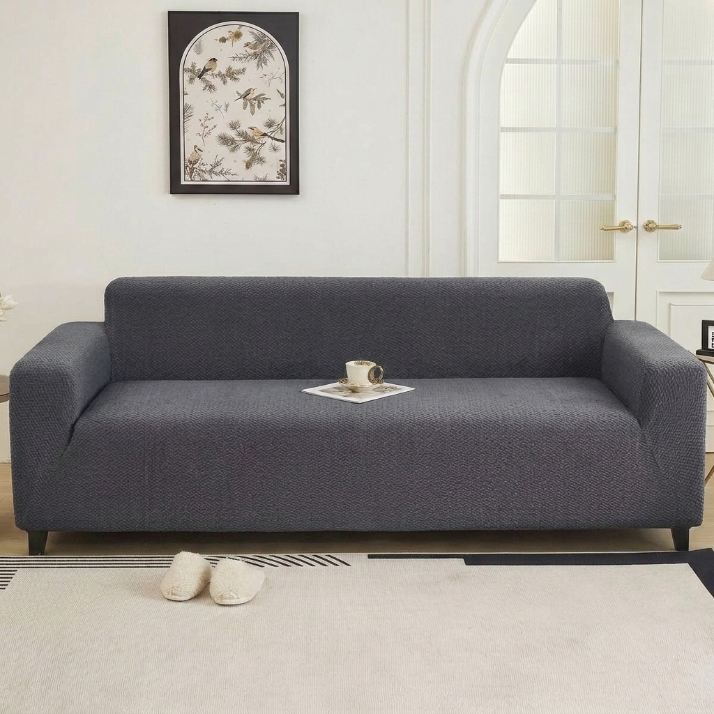 Stripe Jacquard Grey Sofa Cover