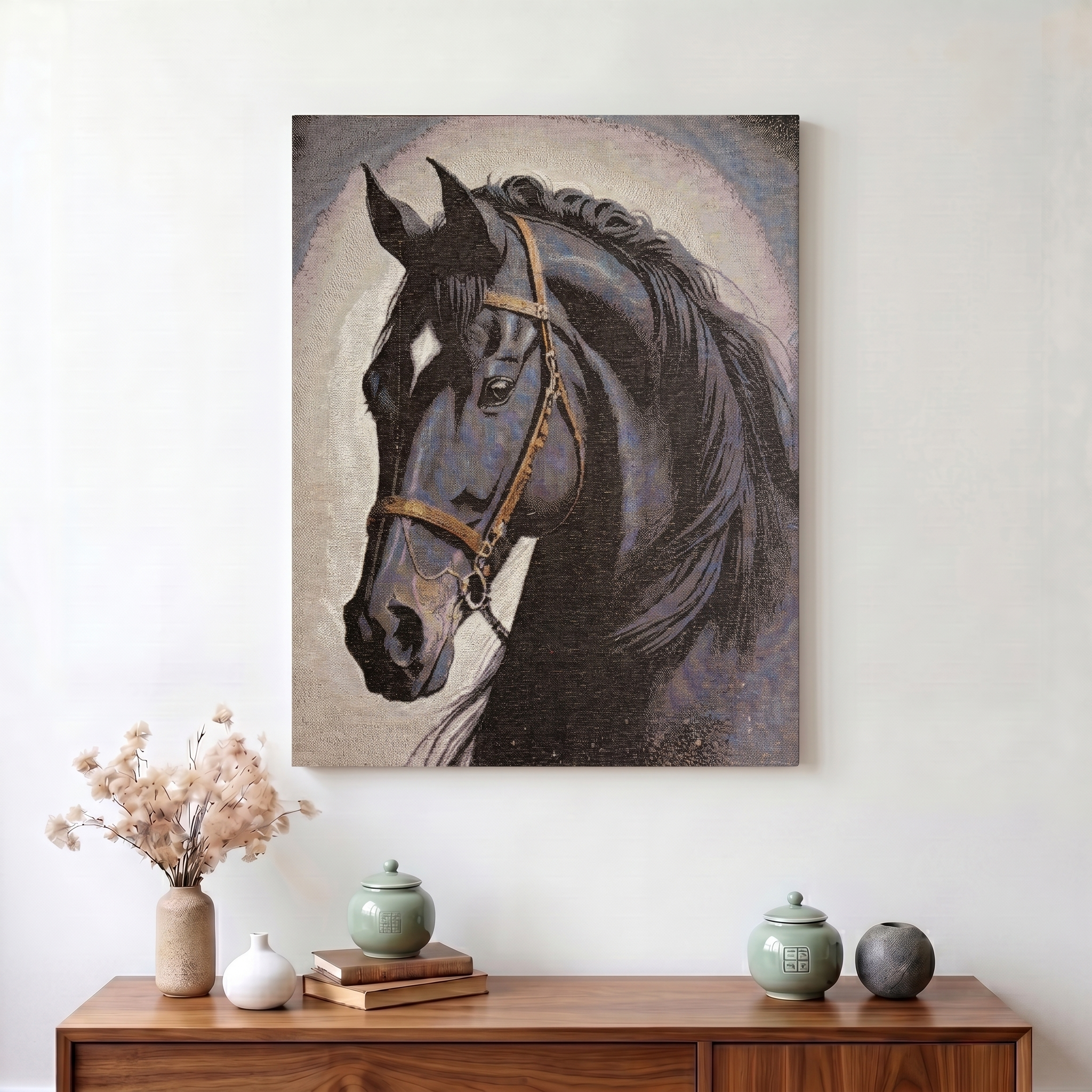 Symbol of Shujaat: Woven Equine Masterpiece | Jacquard Framed Art