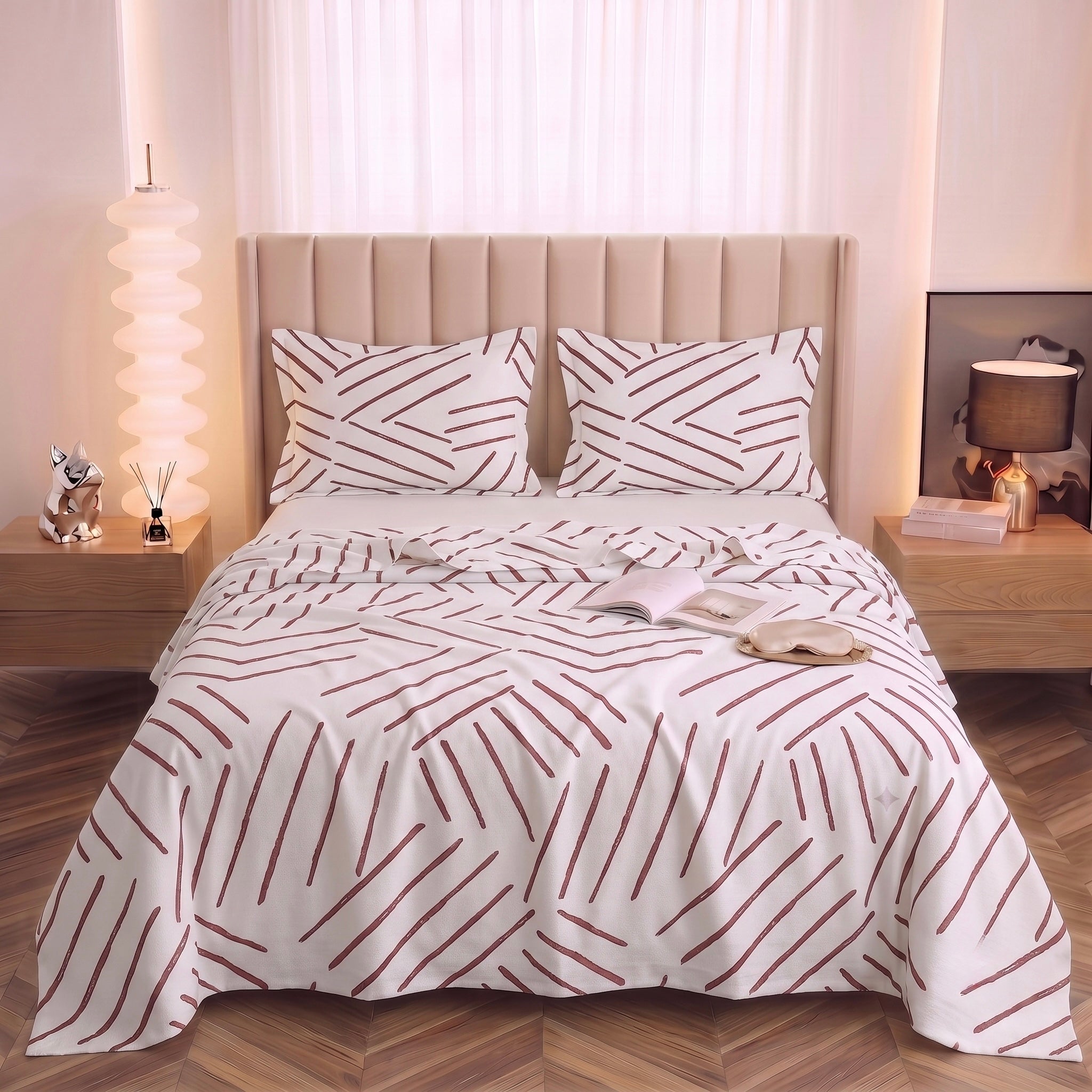 Minimalist Dusky Rose Linear 3-Piece Set