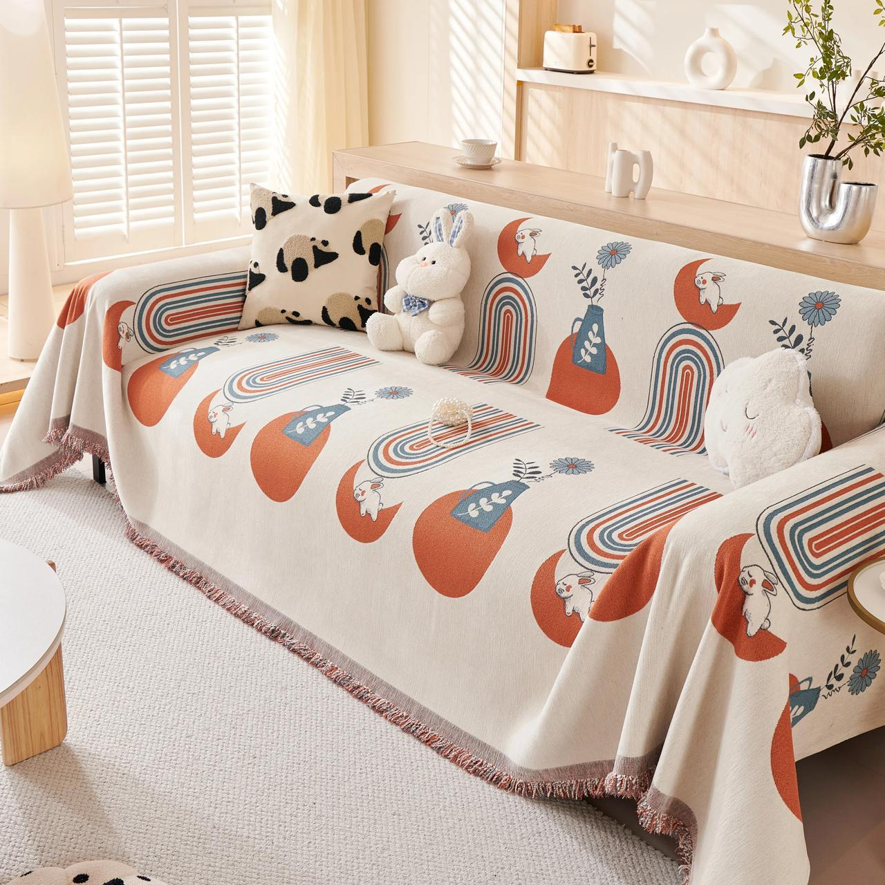 Motif cluster lazy rabbit sofa cover | B39