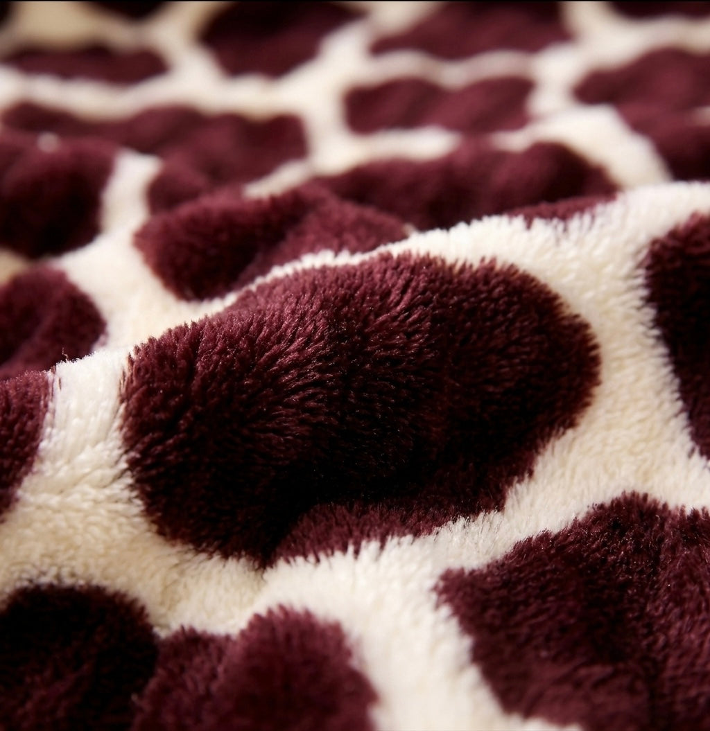 ZIMSHA Luxe Mahogany Safari Print Plush Blanket – Ultra-Soft Cozy Fleece, Large (200x240 cm)