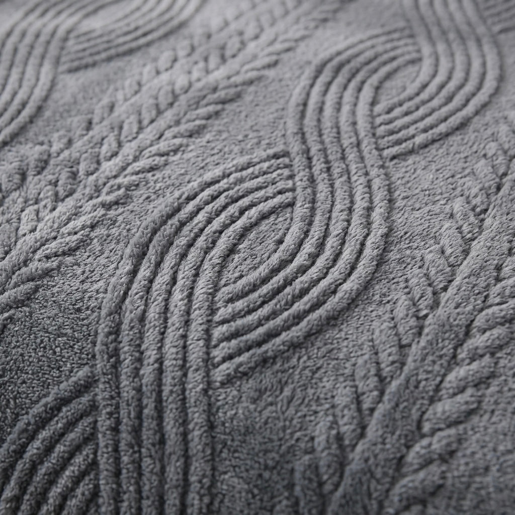 ZIMSHA Premium Embossed Wave Plush Blanket – Charcoal Grey (200x240)