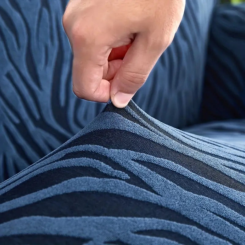 Zebra Velvet Navy Blue Sofa Cover