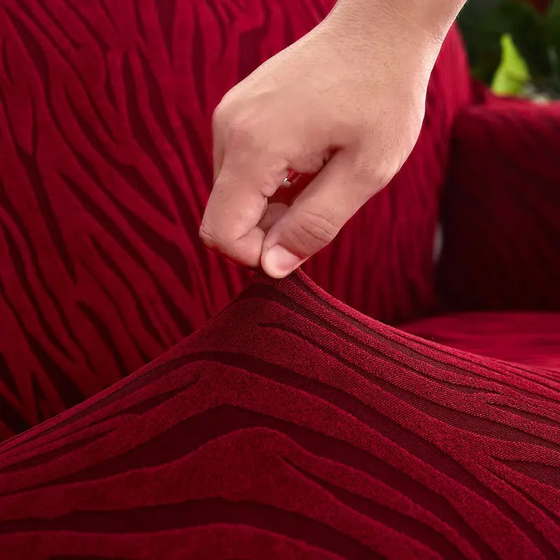Zebra Velvet Maroon Sofa Cover