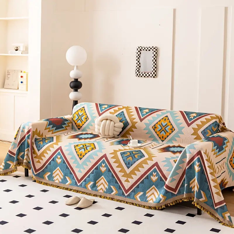 Colorful Geometric Chenille Sofa Cover