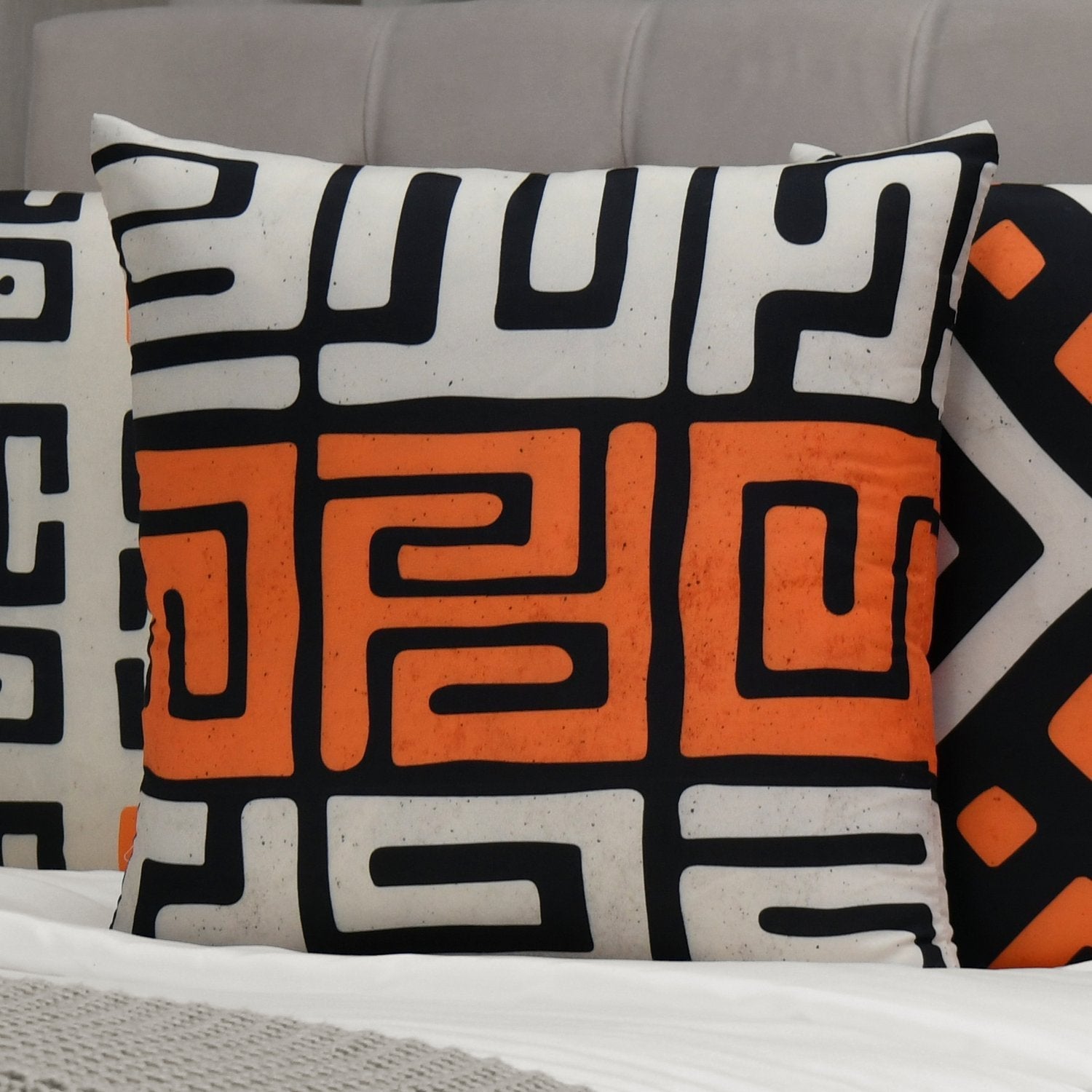 ORANGE GEOMETRIC CUSHION COVERS (Pack of 4)