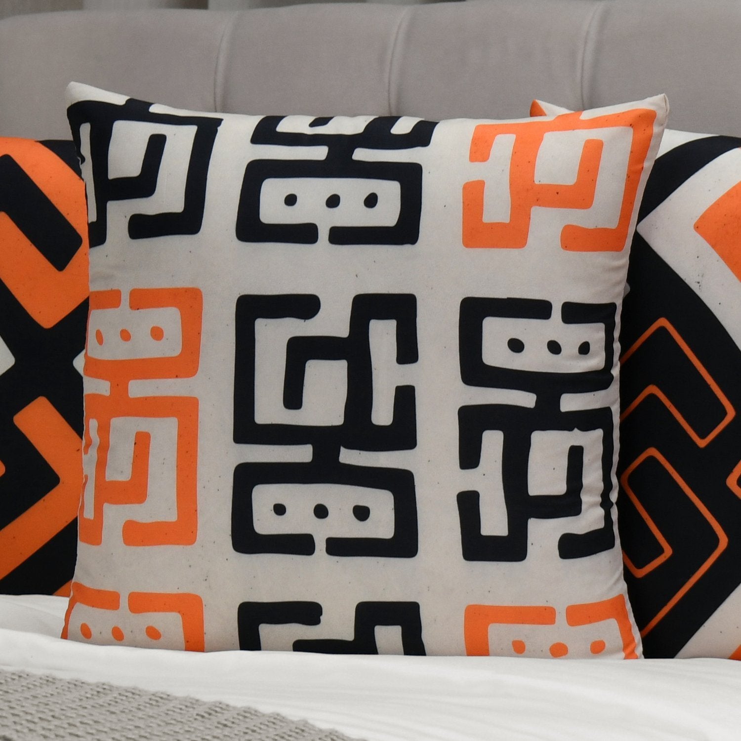 ORANGE GEOMETRIC CUSHION COVERS (Pack of 4)
