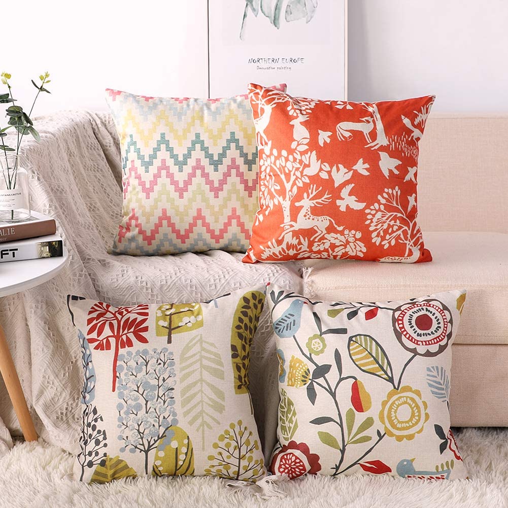 TROPICAL FLOWER CUSHION COVERS (Pack of 4)